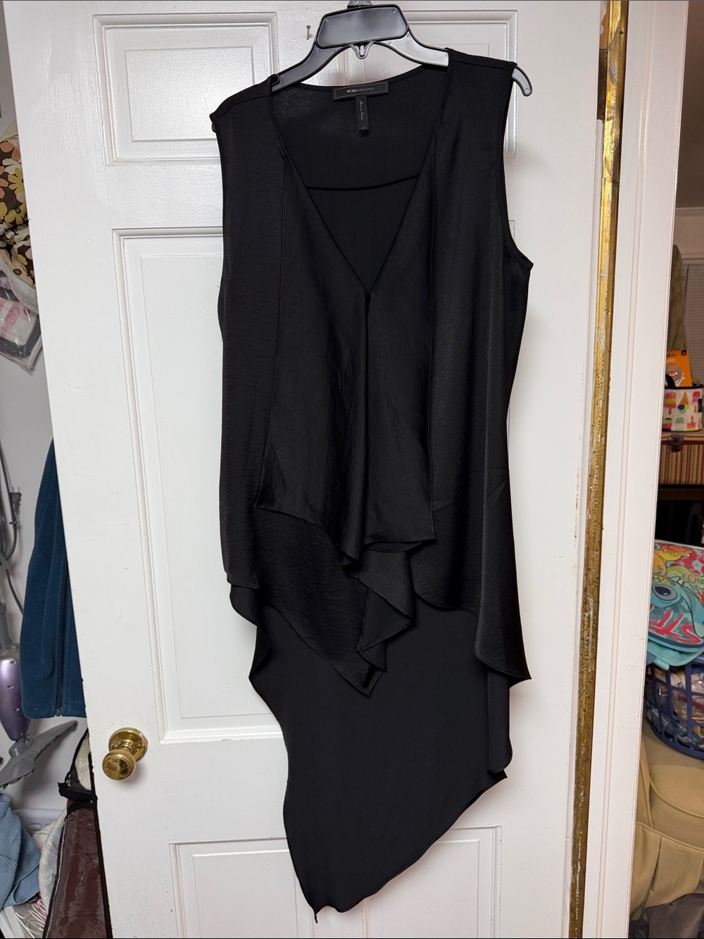 BCBGMaxAzria Black Asymmetrical Layered Sleeveless Dress